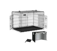 Cage pour chien pliable avec 2 portes verrouillable plateau amovible et housse de protection 122x75x81cm