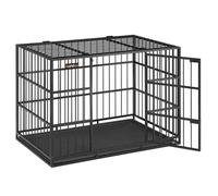 Cage pour Chien Ultra-résistante Caisse pour Animaux de Compagnie 107 x 70 x 75 cm pour Chiens Moyens et Grands Niche avec Toit et Plateau Amovibles Double Porte Noir 12_0004777