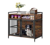 Cage pour Chien -VEVOR- 1041,4x599,44x919,48 mm,avec Double Porte et Cubes de Stockage pour chiens jusqu'à 31 kg,Marron Rustique