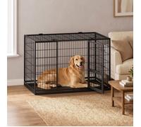 Cage pour Chien XXL Solide, Parc pour Chien avec Double Porte et Plateau, 122 x 74,5 x 80,5 cm, Noir