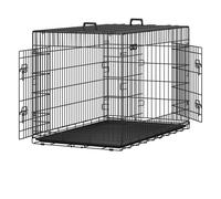 Cage pour Chiens 2 Portes Pliable transportable avec poignées et Plateau Format XXXL 122 x 76 x 81 cm Noir 12_0004783
