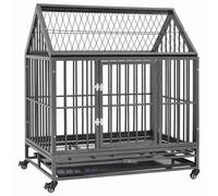 Cage pour Chiens avec Roues et Toit Acier 92x62x106 cm Chenil Enclos vidaXL