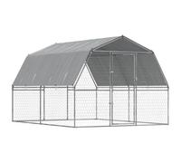 Cage pour chiens avec toit et porte argenté acier galvanisé