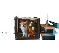 Cage pour chiens, cadre en aluminium, verre trempé, double porte, noir, M