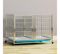 Cage pour Chiens empilable en Acier Inoxydable, Robuste et modulable, avec séparateur Amovible, Plateaux coulissants et roulettes verrouillables, idéale pour Les Salons(1-Tier)