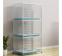 Cage pour Chiens empilable en Acier Inoxydable, Robuste et modulable, avec séparateur Amovible, Plateaux coulissants et roulettes verrouillables, idéale pour Les Salons(3-Tier)
