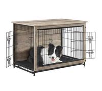 Cage pour Chiens - Feandrea - 32 kg - 2 Portes - Plateau Amovible - Grège