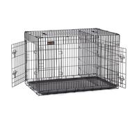 Cage pour Chiens 2 Portes Pliable transportable avec poignées et Plateau Format XXXL 122 x 76 x 81 cm Noir 12_0004784