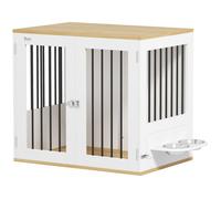 Cage pour chiens - PawHut - avec gamelles amovibles et rotatives à 360° 2 portes - pour chien taille moyenne - 80x55x71,5cm - blanc