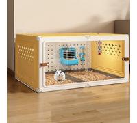 Cage pour Chinchilla, Cage pour Furet à Faire Soi-Même, Plaque Transparente pour Une Meilleure Visibilité avec Plateau Lapin, HéRisson, écureuil, CaméLéon, Lézard, Gerbille(Yellow,70 * 45 * 35cm)