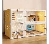 Cage pour Chinchilla, Cage pour Furet à Faire Soi-Même, Plaque Transparente pour Une Meilleure Visibilité avec Plateau Lapin, HéRisson, écureuil, CaméLéon, Lézard, Gerbille(Yellow,105 * 45 * 70cm)
