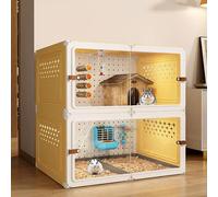 Cage pour Chinchilla, Cage pour Furet à Faire Soi-Même, Plaque Transparente pour Une Meilleure Visibilité avec Plateau Lapin, HéRisson, écureuil, CaméLéon, Lézard, Gerbille(Yellow,70 * 45 * 70cm)