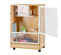 Cage pour Chinchilla, en Bois, pour Hamster, avec Plateau, Glacière, Plus Fraîche en éTé, Pouvant Accueillir 2 Petits Animaux(60 * 40 * 80cm)