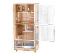 Cage pour Chinchilla, en Bois, pour Hamster, écureuil, Lapin, avec Aérations, Glacière, Plus FraîChe en éTé, Pouvant Accueillir 2 à 3 Petits Animaux(A)