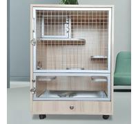 Cage pour Chinchilla en Bois pour Petits Animaux, Roue Universelle à 360°, Peut Accueillir 2 à 3 Petits Animaux(B-60 * 40 * 80CM)