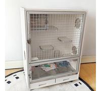 Cage pour Chinchilla en Bois pour Petits Animaux, Roue Universelle à 360°, Peut Accueillir 2 à 3 Petits Animaux(A-60 * 40 * 80cm)