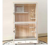Cage pour Chinchilla en Bois pour Petits Animaux, Roue Universelle à 360°, Peut Accueillir 2 à 3 Petits Animaux(A-60 * 40 * 100cm)