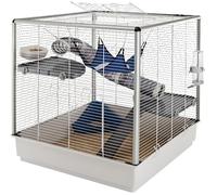 FERPLAST Cage pour Rongeurs FURET XL pour Furets, Chinchillas, en Métal, Accessoires inclus : Mangeoire, Abreuvoir, Coin WC, Hamac, Etagères, Echelle, Jeu de tuyaux. 80x75xh86,5cm