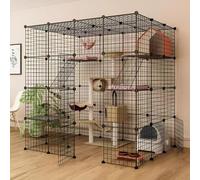 Cage pour Grands Chats, Enclos pour Chaton en Fil Détachable, Parc pour Animaux De Compagnie Intérieur Et Extérieur, Grande Cage pour Animaux d'exercice, pour 1 À 4 Chats(147 * 111 * 145cm)