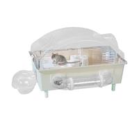 Cage Pour Hamster - 2 Couches En Acrylique À Double Niveau, Grand Habitat Avec Bouteille D'eau | Maison D'observation Transparente, Enclos Pour Souris Gerbille Naine | Maison Portable Ouverte Sur Le D