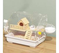 Cage pour Hamster avec Accessoires, Maison pour Hamster (6 PièCes) Comprenant Une Roue De 12 Cm, Un Biberon De 80 ML, Une Gamelle, Une Cabane Et Une Salle De Bain Extérieure