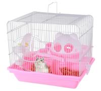 Cage pour hamster avec cabine en forme de chat, bouteille d'eau, roue de course, design facile à nettoyer
