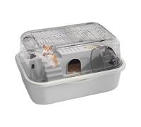 Cage pour hamster avec structure à double étages et design ventilé pour une posture sûre, grande marge de manœuvre avec roue d'exercice Maison de couchage, zone d'alimentation et gourde | Abri