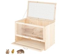 Cage pour Hamster avec Toit Rabattable 60 x 35,5 x 42 cm Espace de Jeu spacieux Design Naturel en Bois Sapin 20_0010983