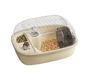 Cage pour hamster - Cage en acrylique transparent pour petits animaux avec partie ouverte | Maison de hamster dorée de luxe avec espace pour activités pour la maison, chambre à coucher