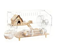 Cage pour hamster en acrylique en bois double couche pour hamsters, cochons d'Inde, hamsters dorés