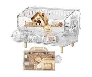 Cage pour Hamster en Acrylique - Maison pour Animaux en Acrylique Transparent À 2 Couches | Maison pour Hamsters pour L'observation Et L'élevage, Adaptée À La, Au Jardin