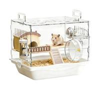 Cage Pour Hamster En Acrylique,Maison Transparente À 2 Étages | Avec Roue D'Exercice, Bouteille D'Eau Et Bol À Nourriture - Pour Gerbilles, Souris, Chinchillas, Petits Animaux, Repos Et Jeu