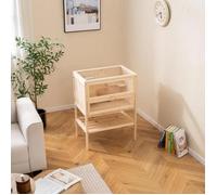 Cage Pour Hamster En Bois Costway, Toit En Maille Réversible, Zones Multi-Echelles, Rampe, Rangement Inferieur, Porte Verrouillable