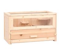 Cage pour hamster en bois massif de sapin 60 x 30 x 35 cm avec vitre avant en acrylique et bac extensible pour cochons d'Inde et petits animaux, toit en treillis métallique ventilé, cage robuste