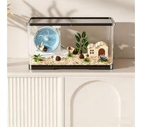 Cage pour Hamster Grande Cage À Rongeurs Habitat Rongeurs Transparent De Vue Panoramique 360° Maison Portable Ventilée pour Petits Animaux De Compagnie, Souris, Rats, Cochons d'Inde(30cm)