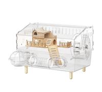 Cage pour hamster - Maison à 2 étages avec roue, gourde, toilettes pour hamster - Avec roue, gourde, toilettes et maison - Pour activité, repos, sommeil, jeu et hérisson