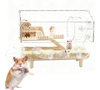 Cage pour Hamster - Maison Transparente pour Chinchilla à 2 Niveaux, Grande Cage pour Hamster De 17,7 X 11 X 13,3 Pouces, Pouvant Accueillir 3 à 8 Rongeurs, pour Hérisson, Gerbille, Chinchilla