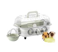Cage pour hamster nain - Caisse transparente assemblée à 2 couches | avec tunnel et roue silencieuse 37 x 25 x 22 cm, pour petits animaux, gerbille naine, exercice, couchage, repos, cachette