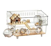 Cage pour Hamster Nain Habitat Transparent à 2 Niveaux pour Chinchilla