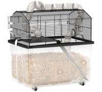 Cage pour hamster - PawHut - avec rampe, gamelle, bouteille d'eau, système de tuyaux - 58 x 43 x 57 cm - noir