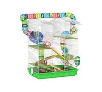 PawHut Cage pour Hamster Souris Petit Animaux Rongeur avec Tunnel Mangeoire Roue Jouet 47 x 30 x 59 cm Vert