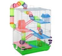 PawHut Cage pour Hamster Rongeur 4 étages avec Tunnels mangeoire Roue Maison échelles dim. 46L x 30l x 58H cm Vert