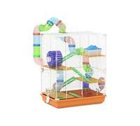 Pawhut Cage pour hamster 4 étages avec tunnels, roue et mangeoire 46 x 30 x 58 cm Orange