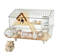 Cage pour Hamster Syrien,Enclos pour Animal en Acrylique Transparent à 2 Niveaux | Habitat pour Petit Animal,pour Usage Intérieur et Extérieur, Jeux, Animalerie, Observation à Domicile