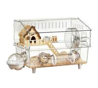 Cage pour Hamster Syrien Habitat Transparent en Acrylique à 2 Niveaux