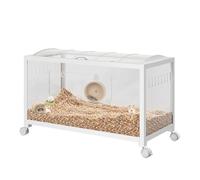 Cage pour Hamster, Vue à 360°, Espace de Vie Transparent, Cage ventilée avec Porte Avant, Cage à Rat, Cage Portable, pour Rats, cochons d'Inde, 96 x 47 x 50 cm