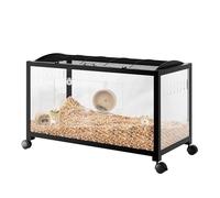 Cage pour Hamster, Vue à 360°, Espace de Vie Transparent, Cage ventilée avec Porte Avant, Cage à Rat, Cage Portable, pour Rats, cochons d'Inde, 96 x 47 x 50 cm