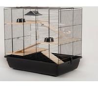 Cage pour hamster Cage pour souris Cage pour rongeurs 59 x 38 x 55 cm, noire, avec accessoires