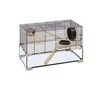 Ferplast Cage pour Hamsters et Souris Karat 80 Petits Rongeurs, Deux étages avec Accessoires, en Verre et Métal
