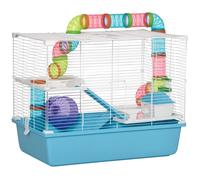 Cage pour hamsters - PawHut - rat rongeur 3 niveaux tunnel biberon eau roue maisonnette - plastique - 59x36x47cm